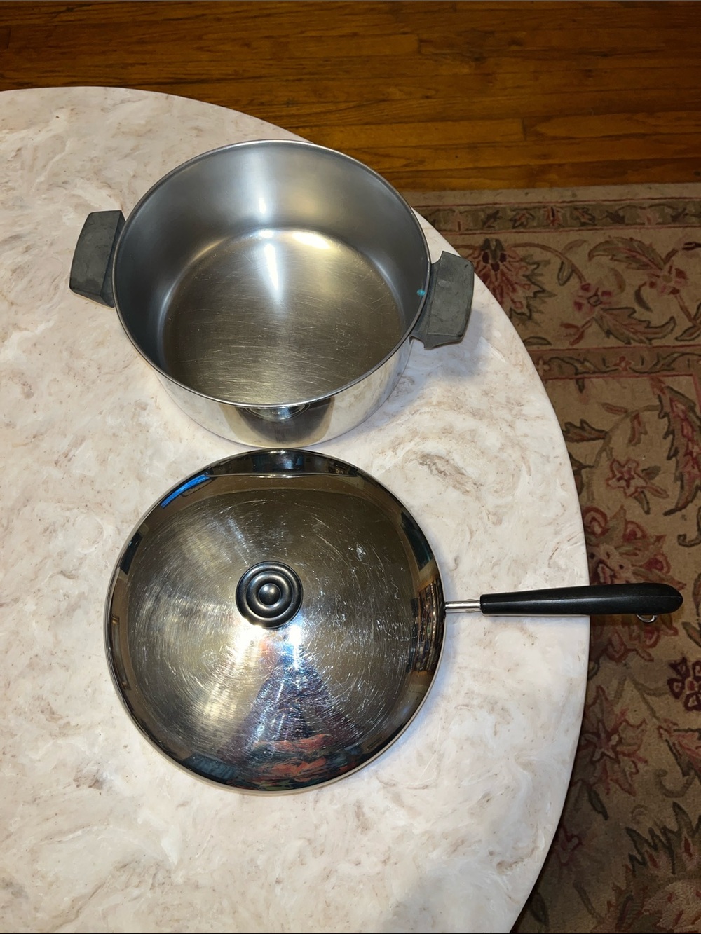 Vintage Revere Ware Stainless Steel/Copper Bottom Pans with Lid